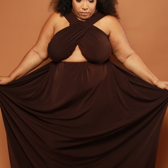 CHOCOLATE SPRING/SUMMER MAXI DRESS - Picture 4 of 5